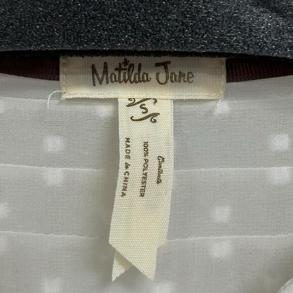 Matilda Jane White Sheer Forever Renae Swiss Dot Long Sleeve Top Small - Picture 3 of 5